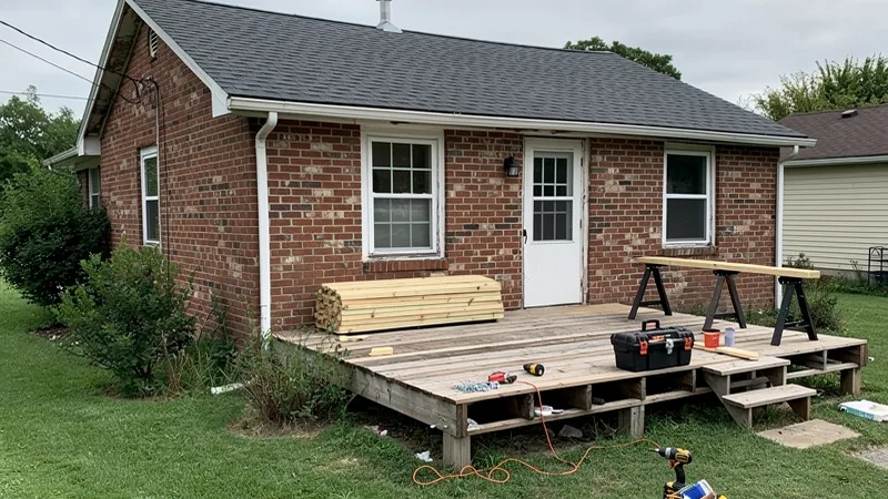 Deck repair work on an older home in Sugar Creek, MO
